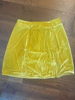 For Love & Lemons Velvet Mini Skirt in Mustard